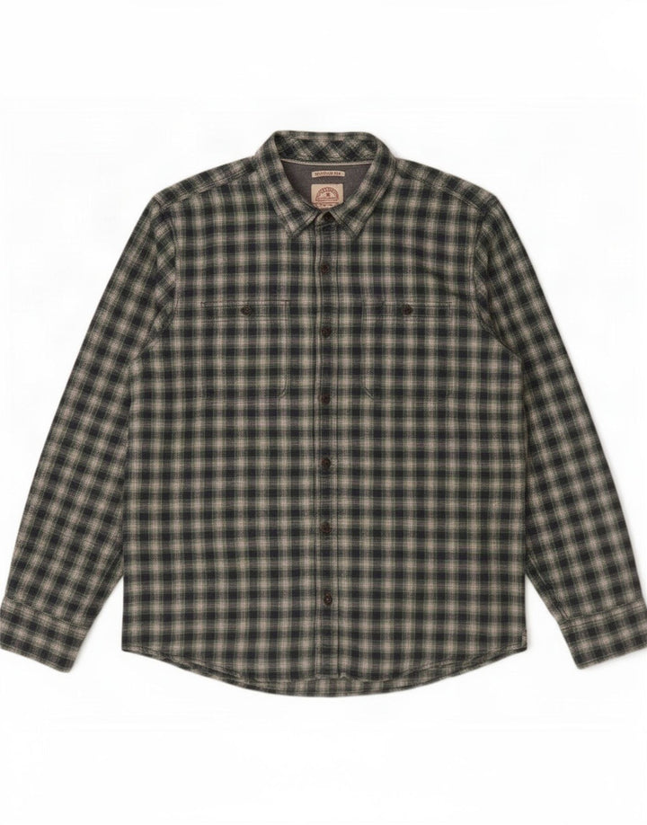Fat Face Herre Regular Fit Flanellskjorte XL Grøn Ternet Bomuld