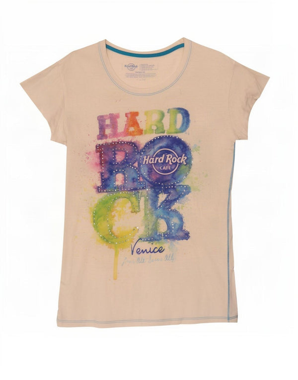 Hard Rock Cafe Girls Venedig Grafisk T-Shirt Top 13-14 år Medium Hvid