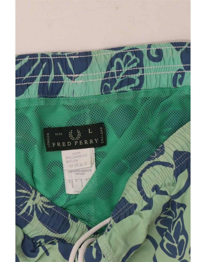 Fred Perry regulære badeshorts til mænd, store grønne blomster polyamid