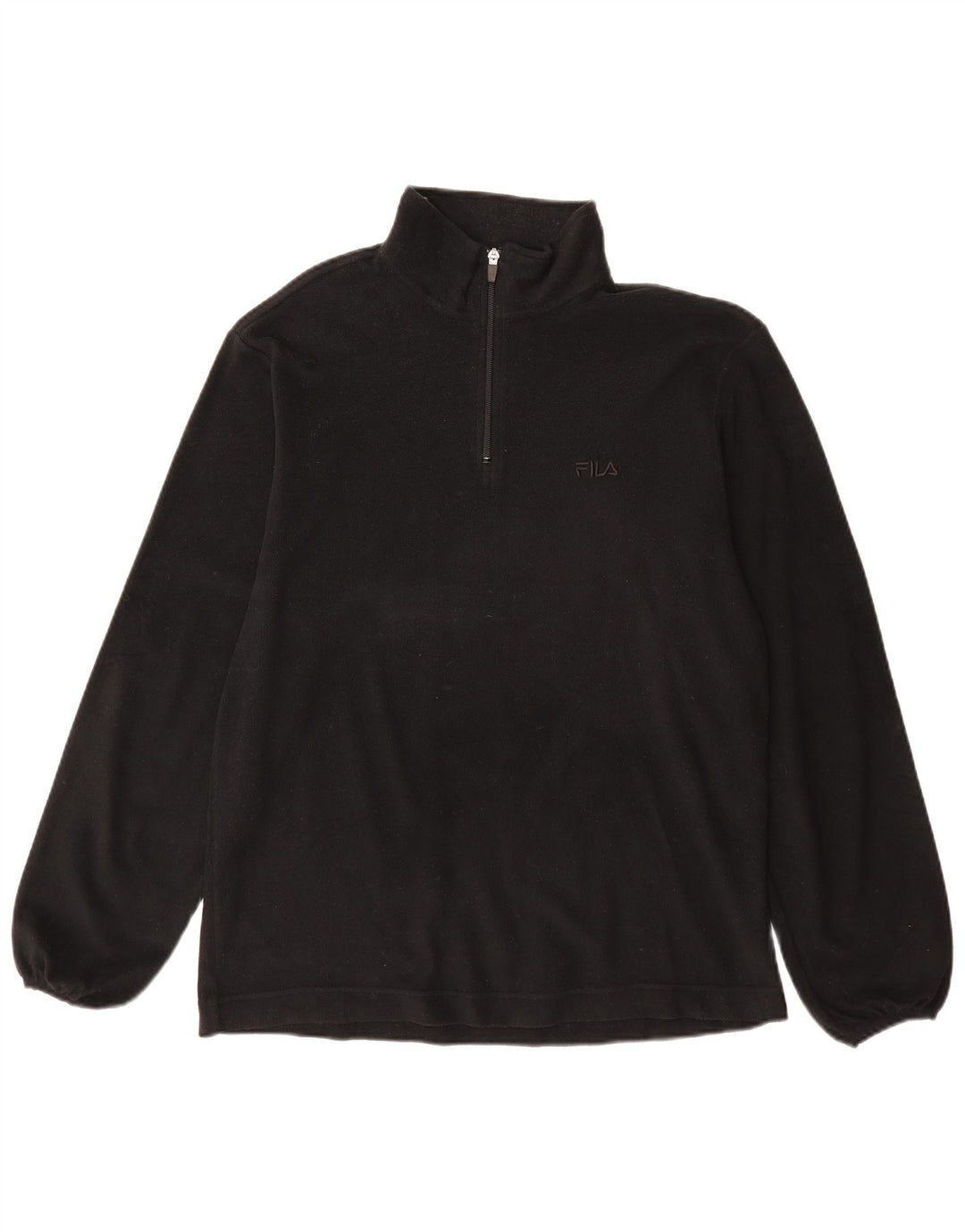 FILA Mens Zip Neck Fleece Jumper XL Black Polyester