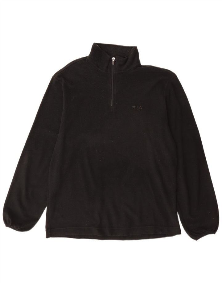 FILA Mens Zip Neck Fleece Jumper XL Black Polyester