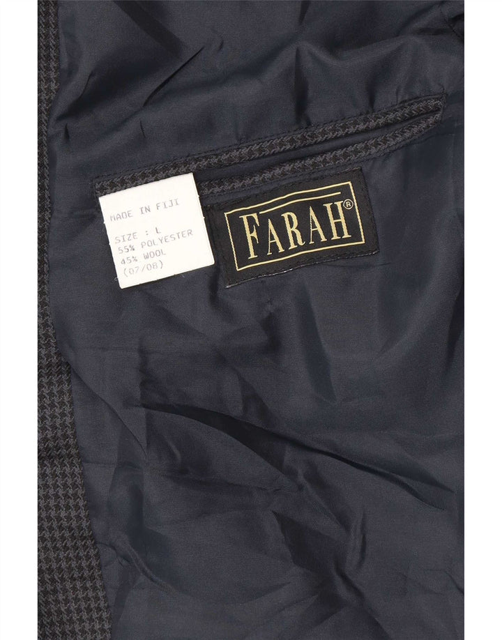 Farah Herre 2-knaps blazerjakke UK 40 Large Navy Blue Houndstooth Uld