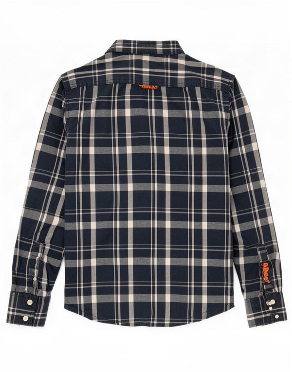 Superdry Mens Shirt Medium Navy Blue Check Cotton
