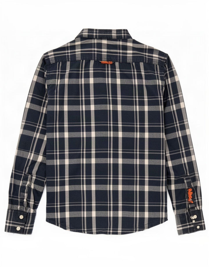 Superdry herreskjorte medium marineblå ternet bomuld
