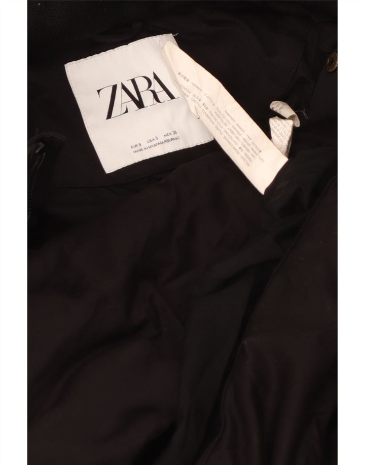 Zara Herre hættepolstret jakke UK 36 Lille sort polyester