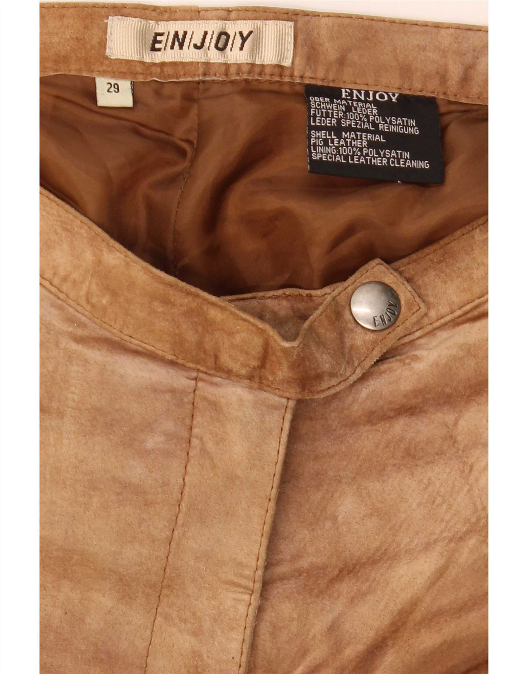 ENJOY Dame Bootcut ruskindsbukser W29 L30 brunt læder
