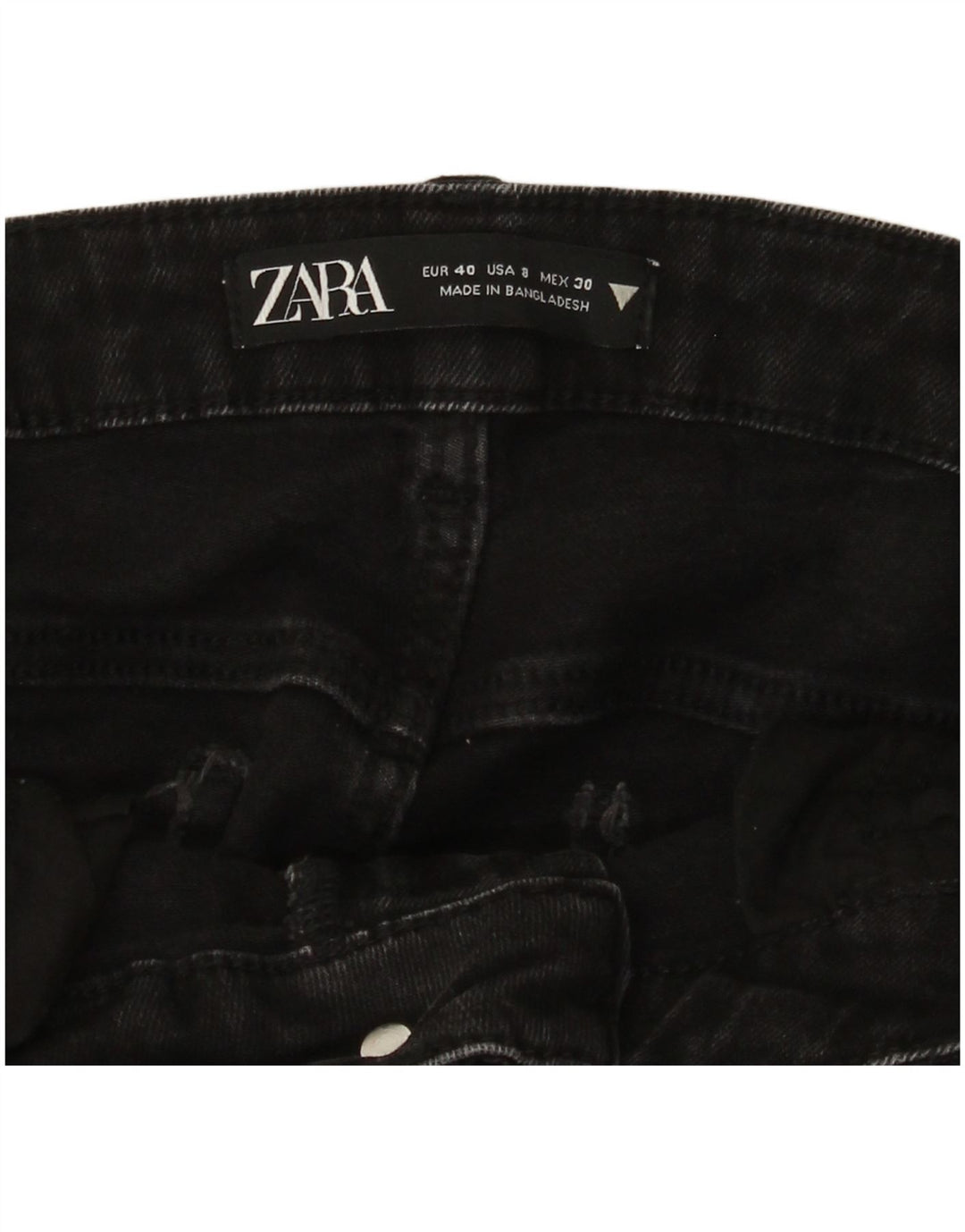 Zara Dame Distressed Slim Jeans EU 40 Medium W30 L27 Sort Bomuld