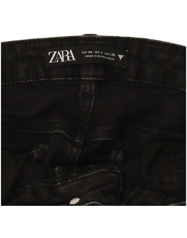 Zara Dame Distressed Slim Jeans EU 40 Medium W30 L27 Sort Bomuld