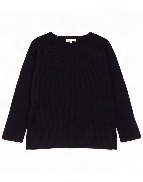 Hobbs Dame V-hals sweater UK 10 Small Navy Blue Wool