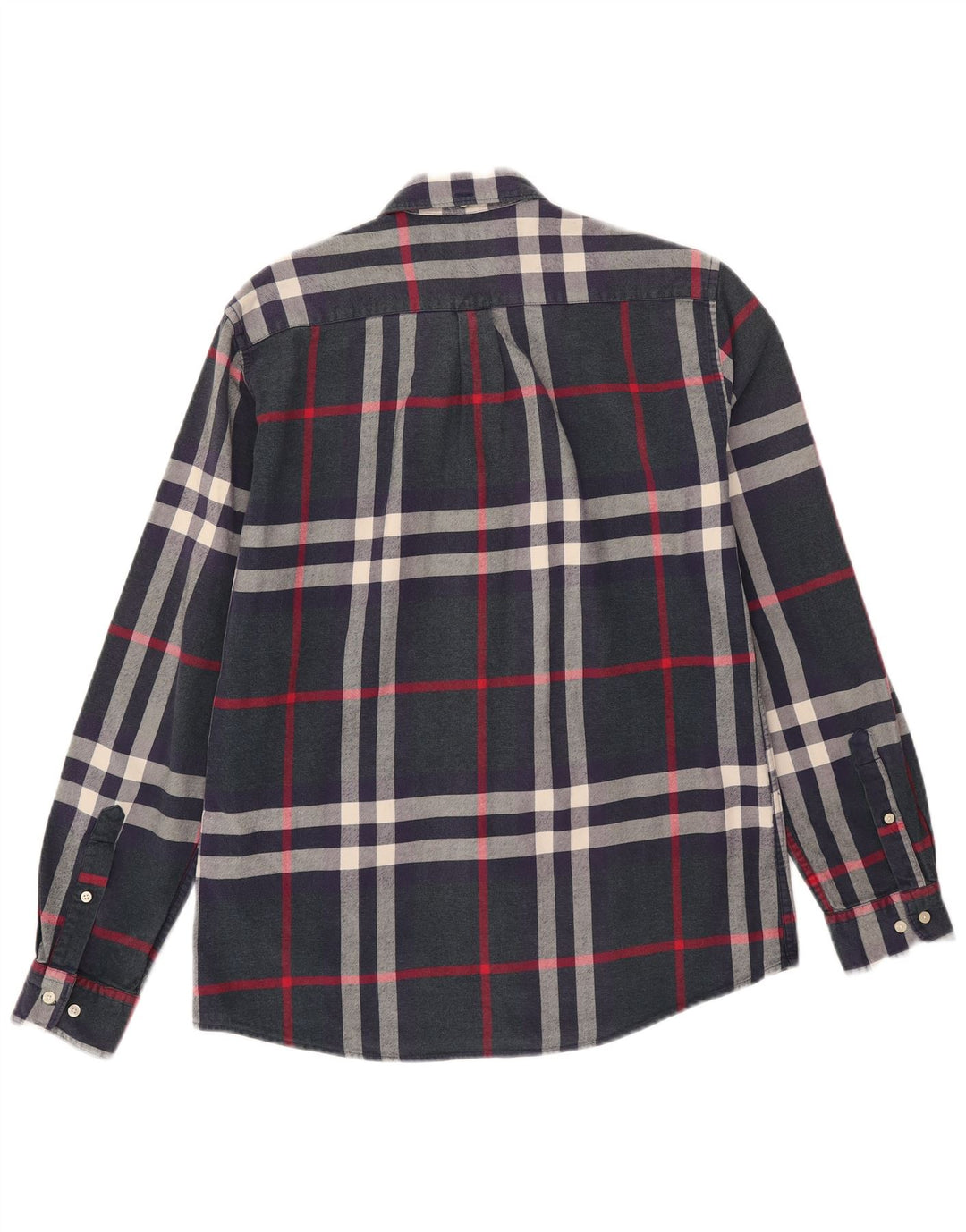 Barbour herre skræddersyet pasform flannel skjorte medium marineblå plaid bomuld