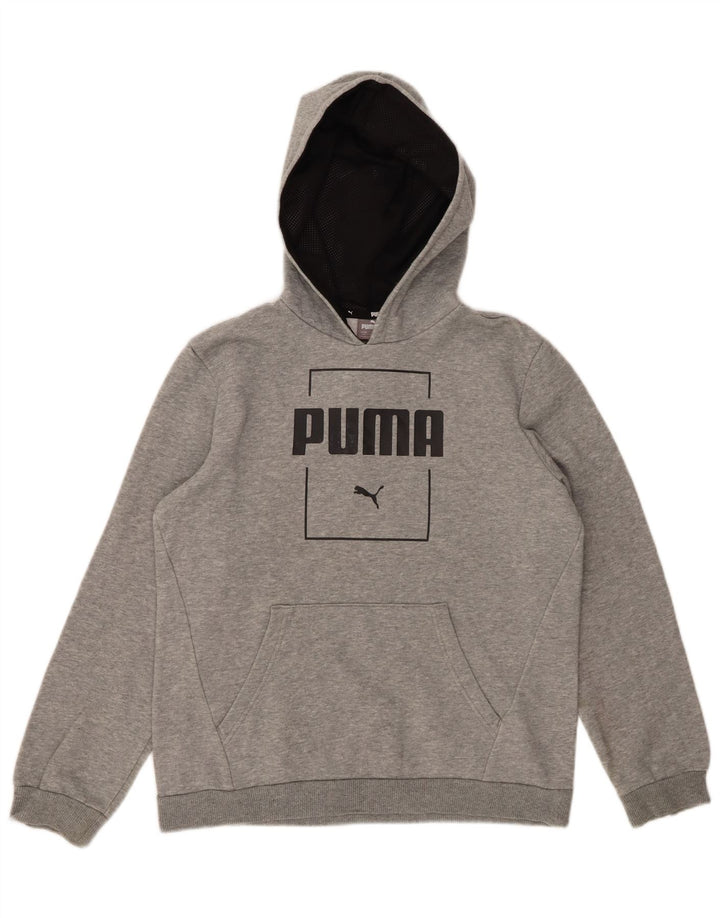 PUMA Grafisk hættetrøje til drenge 13-14 år Grå
