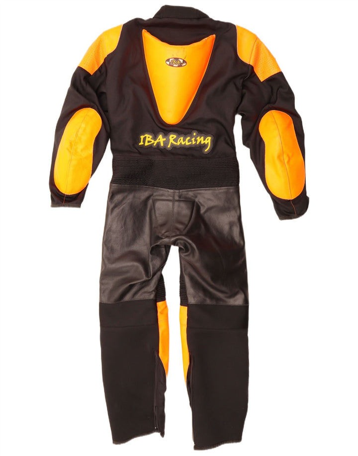 Vintage Dame Motorcykel Grafisk Jumpsuit UK 12 Medium Yellow Colourblock
