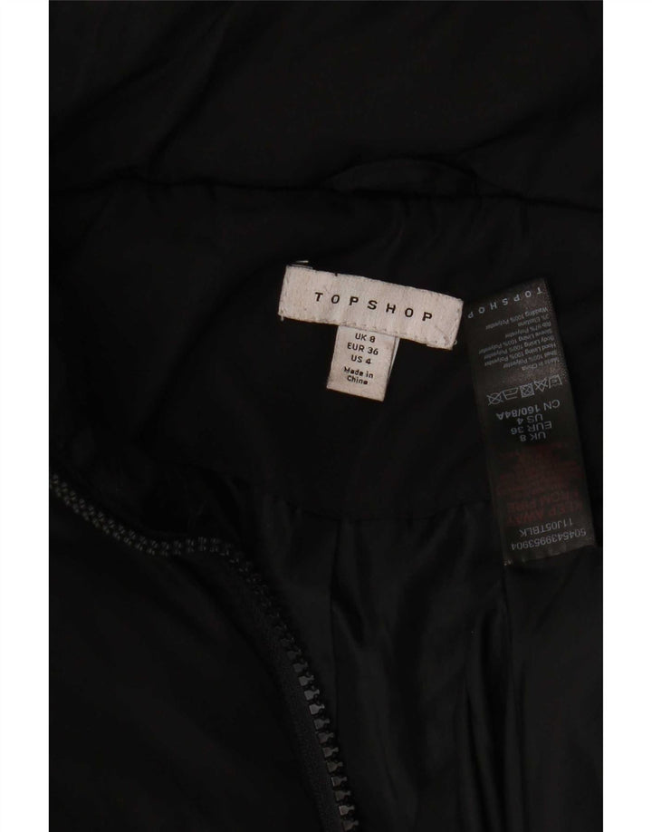 Topshop Dame Crop Hætte Oversized Polstret Jakke UK 8 Small Black