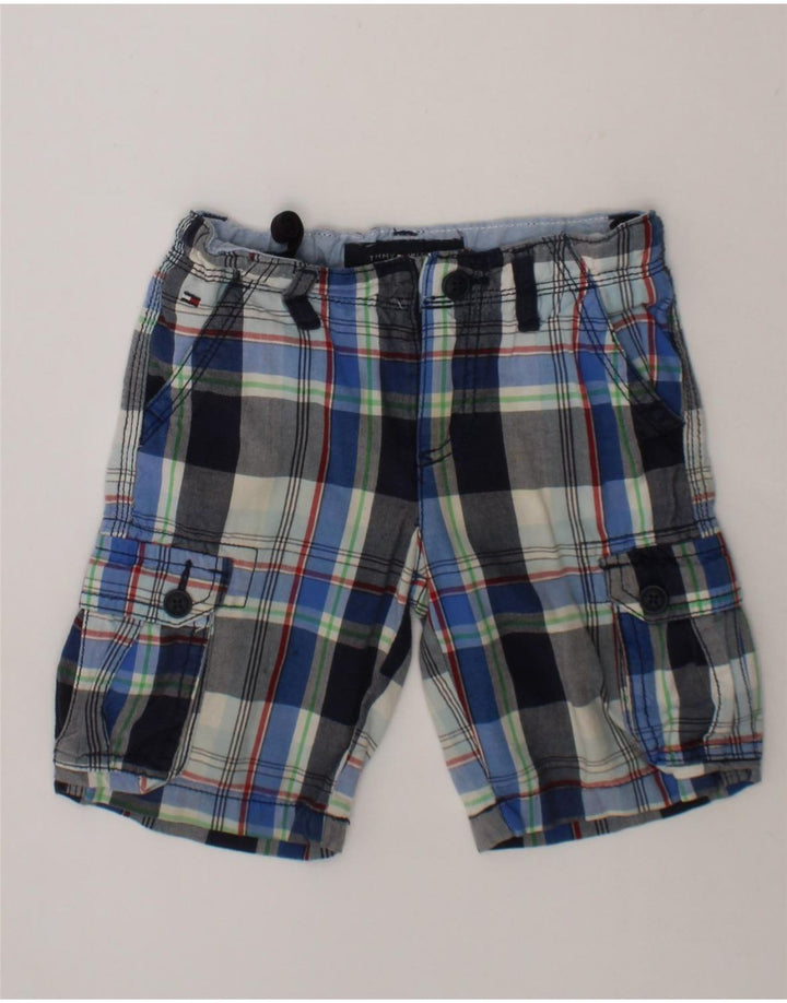 TOMMY HILFIGER Boys Cargo Shorts 2-3 Years W20  Blue Check Cotton Vintage Tommy Hilfiger and Second-Hand Tommy Hilfiger from Messina Hembry 