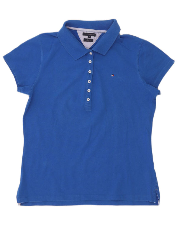 Tommy Hilfiger Dame Slim Fit Polo Shirt UK 18 XL Blå Bomuld