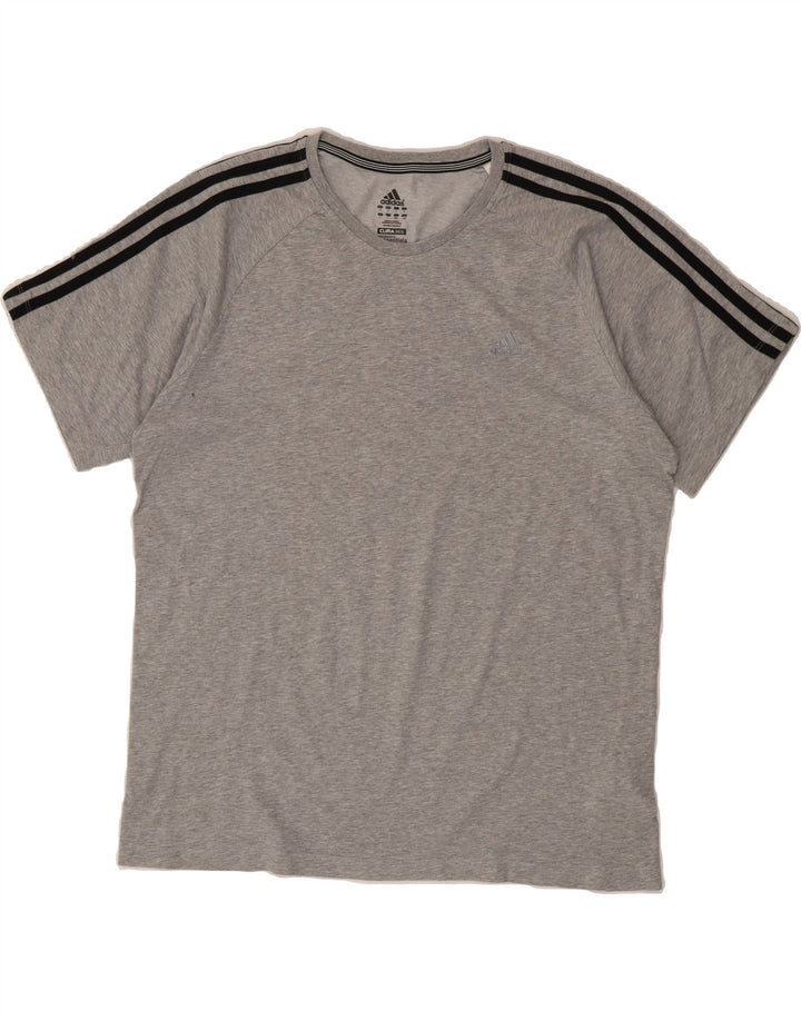 ADIDAS Mens Clima 365 T-Shirt Top Large Grey Cotton Vintage Adidas and Second-Hand Adidas from Messina Hembry 