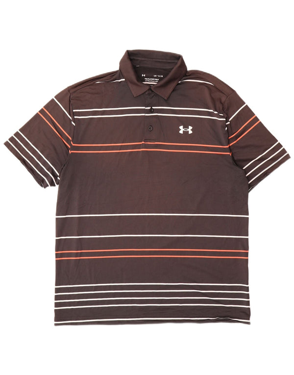 Under Armour Herre Heat Gear Polo Shirt Stor brun stribet