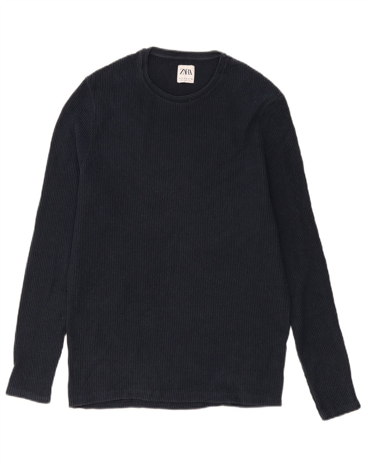 Zara Herre Top Langærmet Medium Marineblå