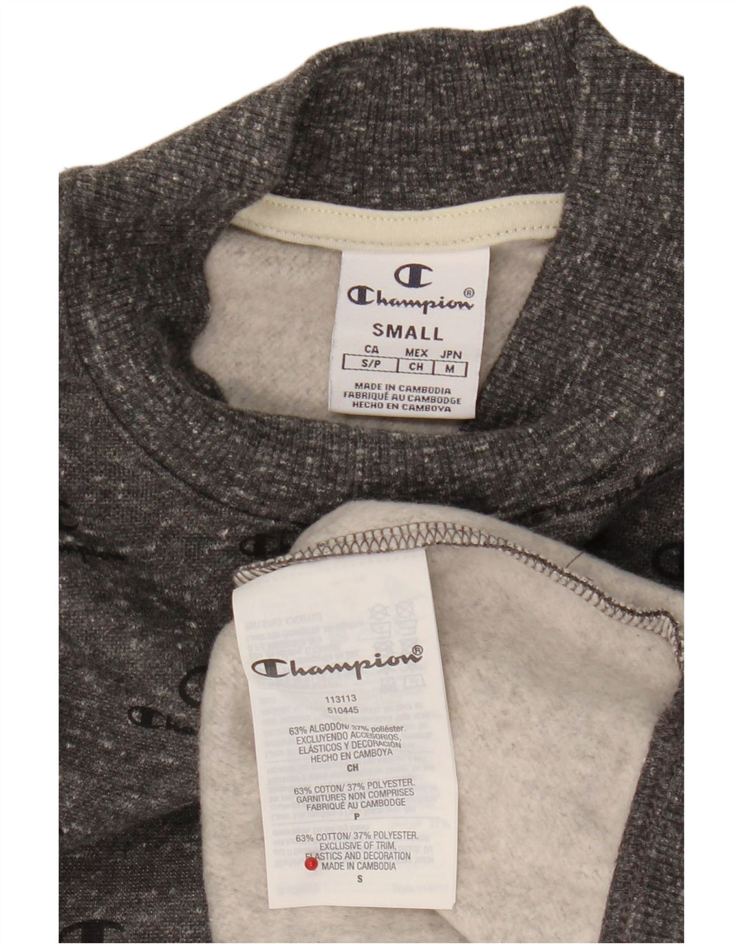 Champion Womens Graphic Crop Sweatshirt Jumper UK 10 Small Grey Flecked