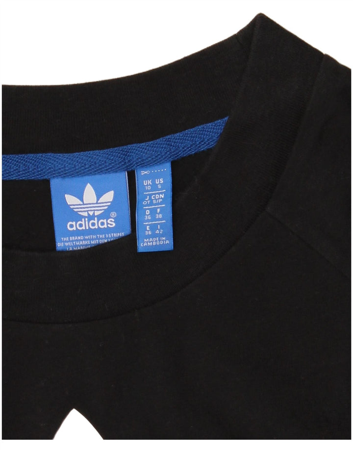 Adidas Dame Grafisk T-Shirt Top UK 10 Lille Sort