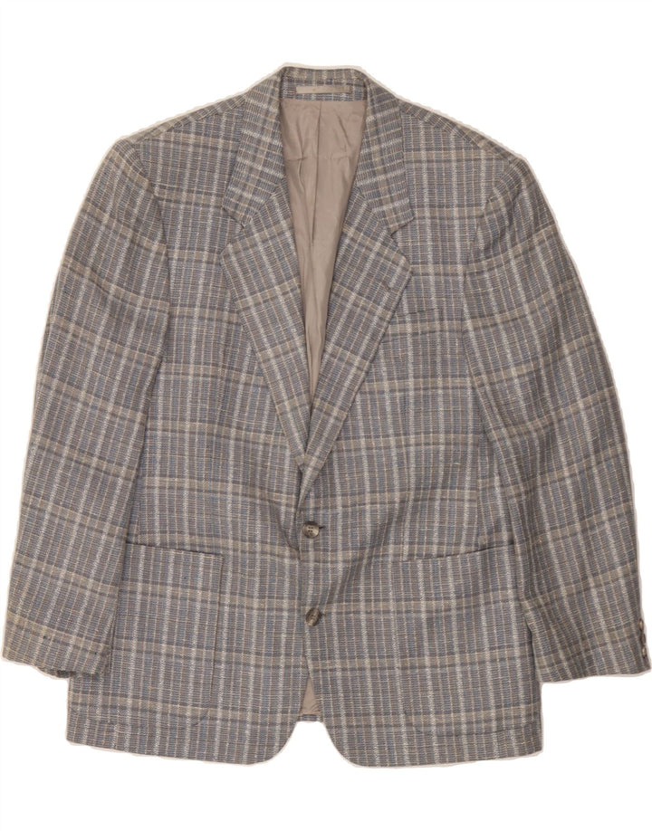 HANSEN Mens 2 Button Blazer Jacket UK 38 Medium Blue Check Wool Vintage Hansen and Second-Hand Hansen from Messina Hembry 