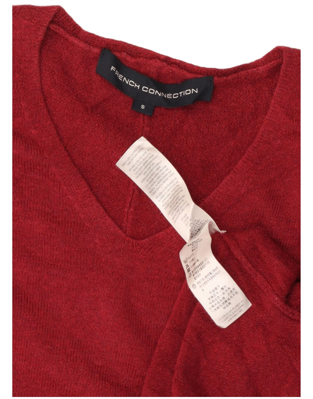 FRANSK FORBINDELSE Dame V-hals sweater UK 10 Small Burgundy