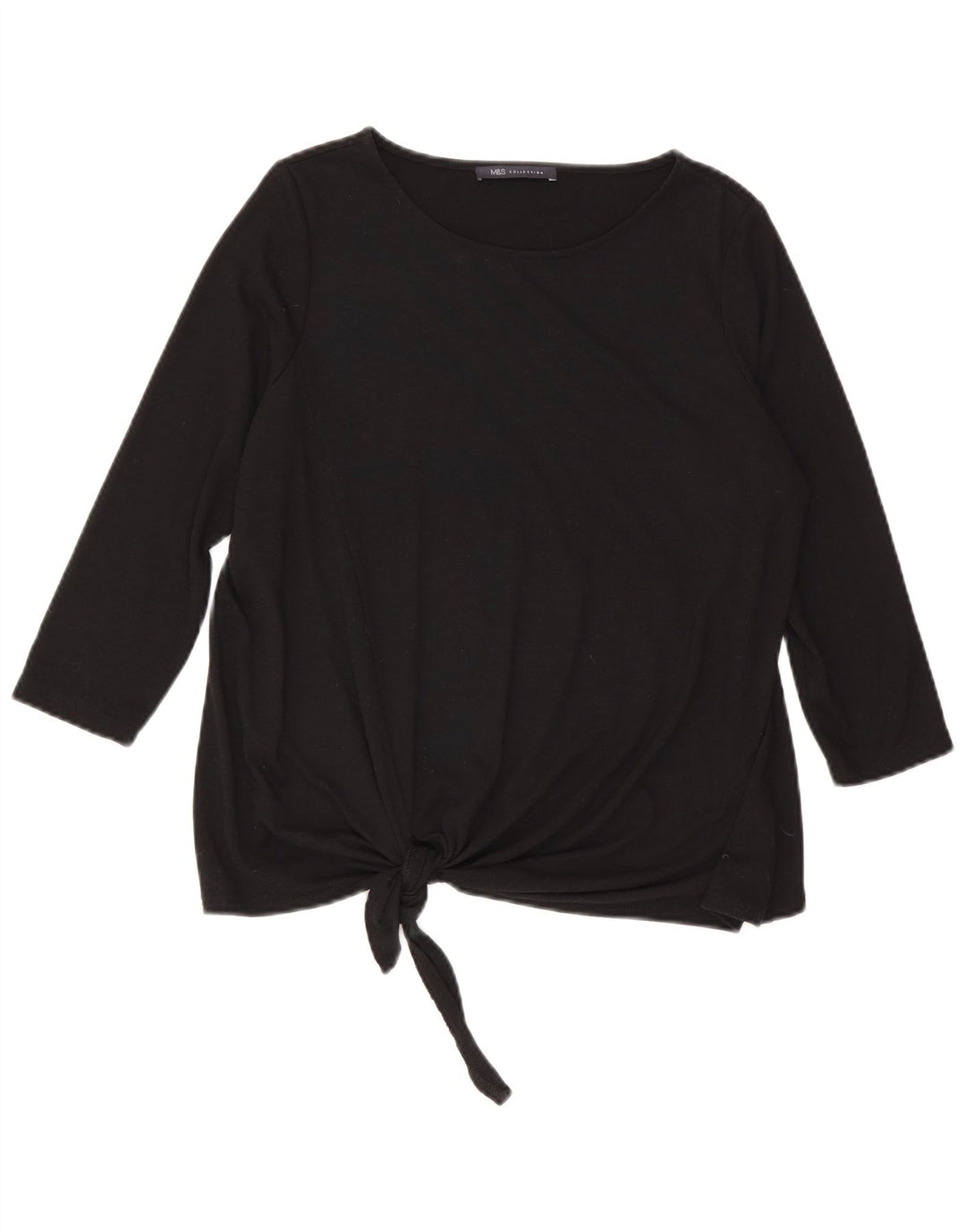 Marks & Spencer Dame Top 3/4 ærmer UK 12 Medium Sort Polyester