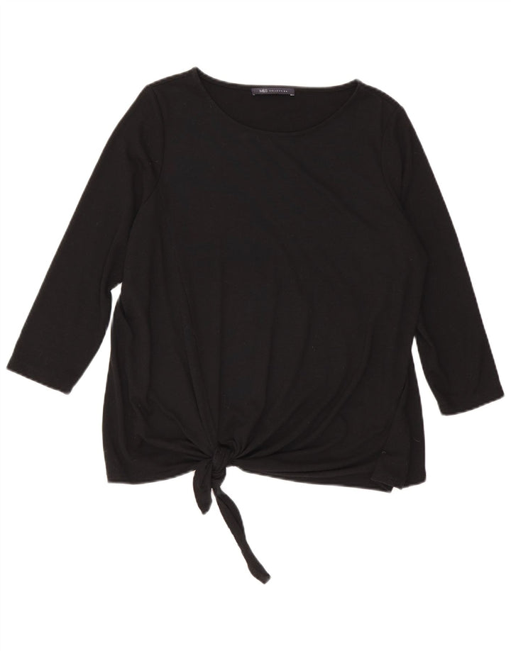 Marks & Spencer Dame Top 3/4 ærmer UK 12 Medium Sort Polyester