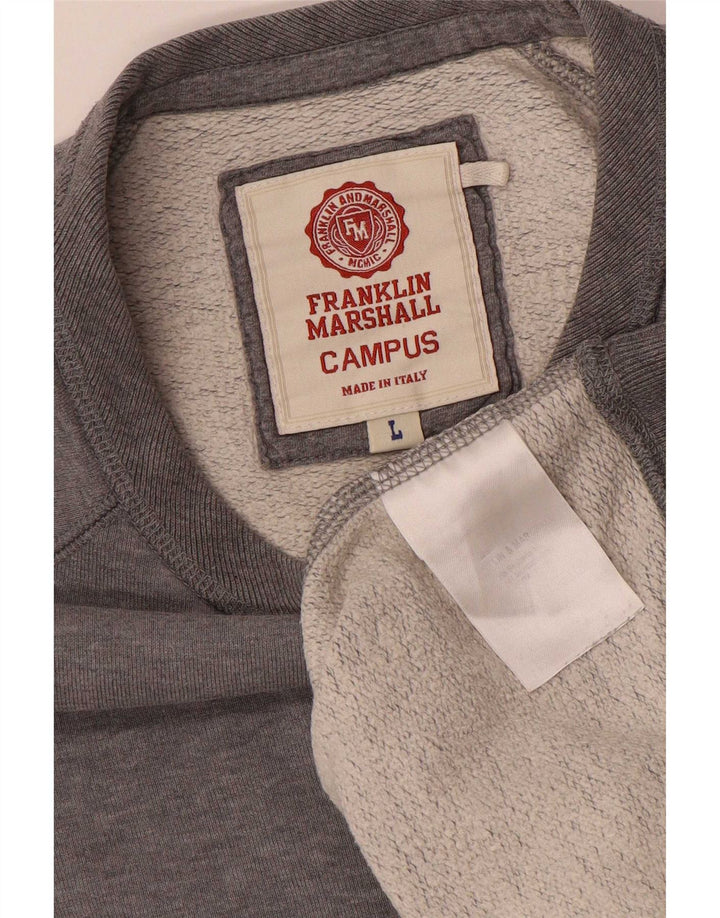 Franklin & Marshall Sweatshirt til mænd, stor, grå flækket