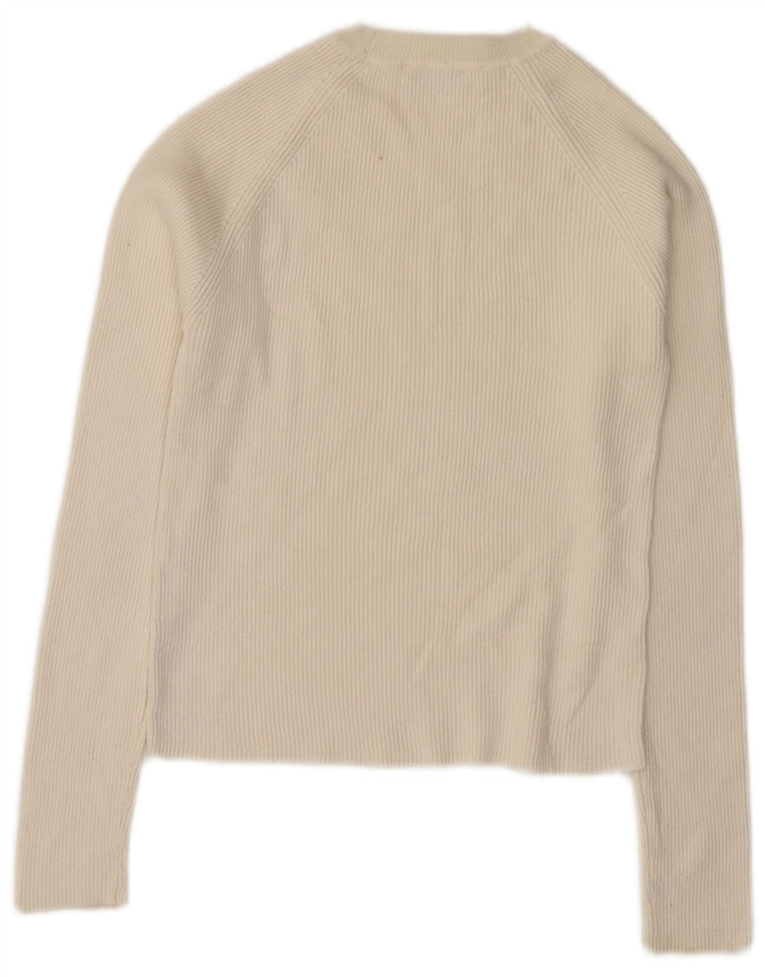 Zara Womens Crop Crew Neck Jumper Sweater UK 12 Medium White