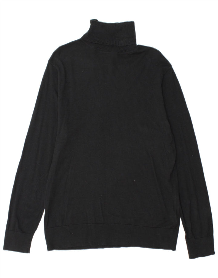 Chaps Dame Roll Neck Jumper Sweater UK 16 Large Black Bomuld