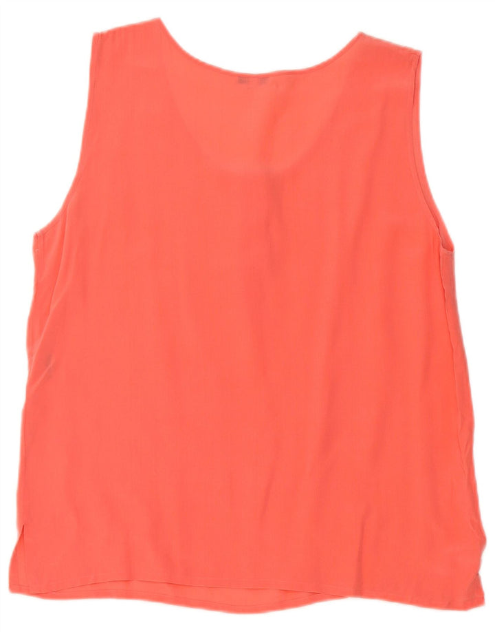 Vintage Dame ærmeløs bluse Top UK 14 Large Orange Silk