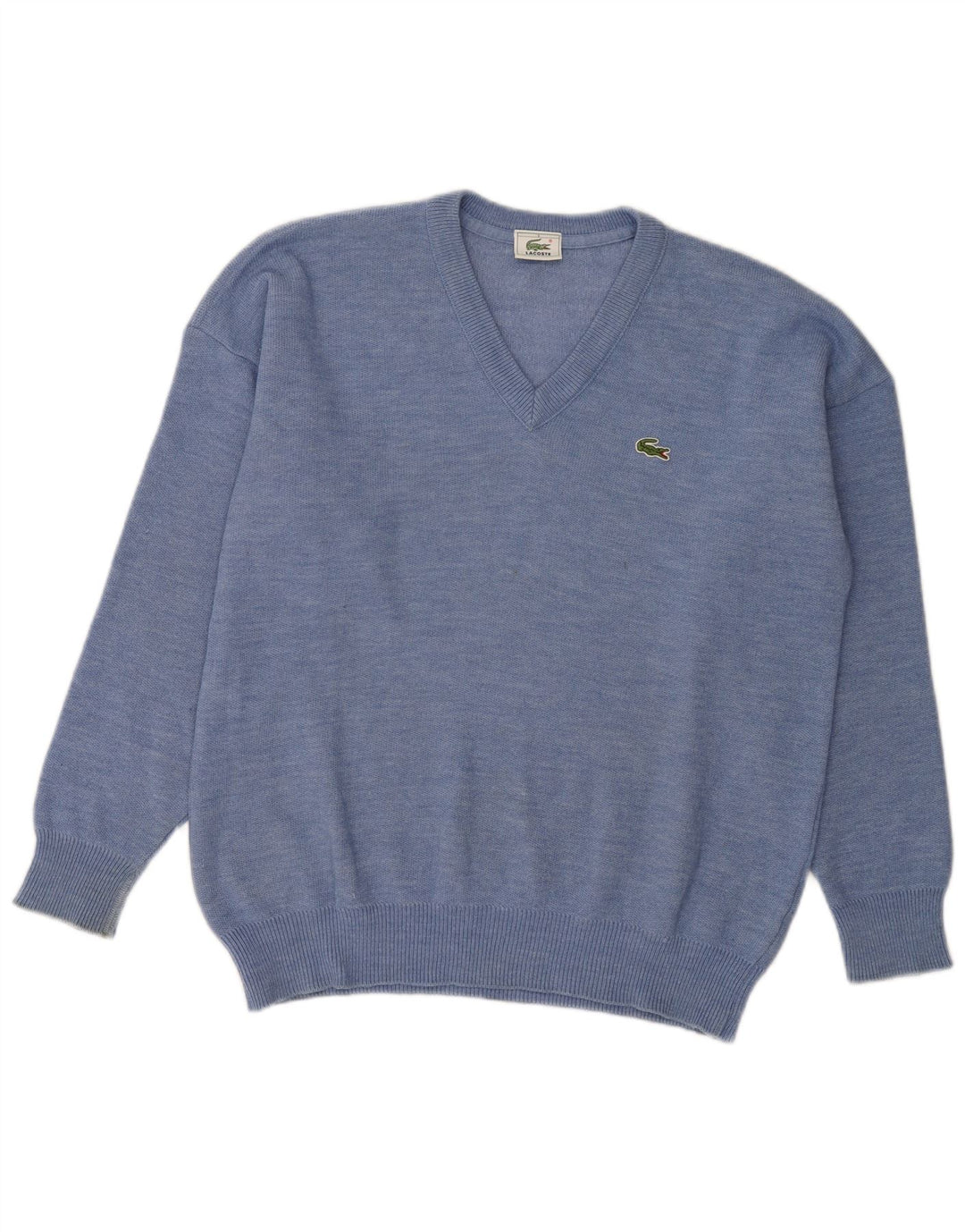 Lacoste Herre V-hals sweater str. 5 Large Blue Wool