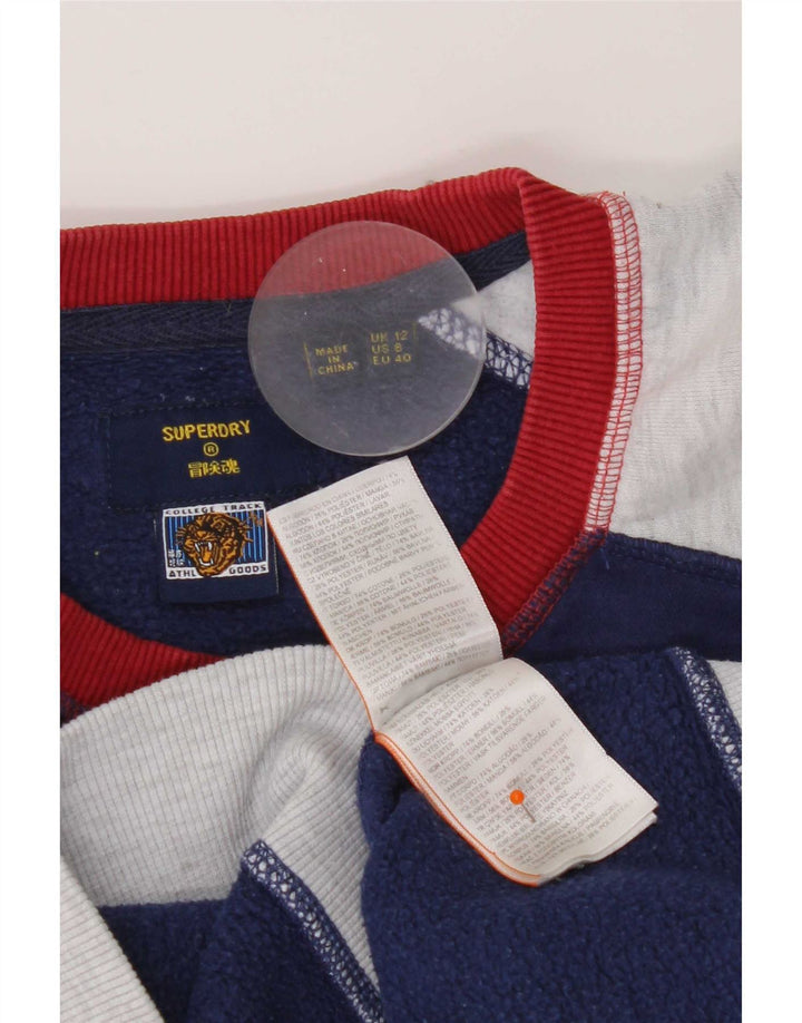 Superdry Sweatshirt Jumper til kvinder UK 12 Medium Navy Blue Colourblock