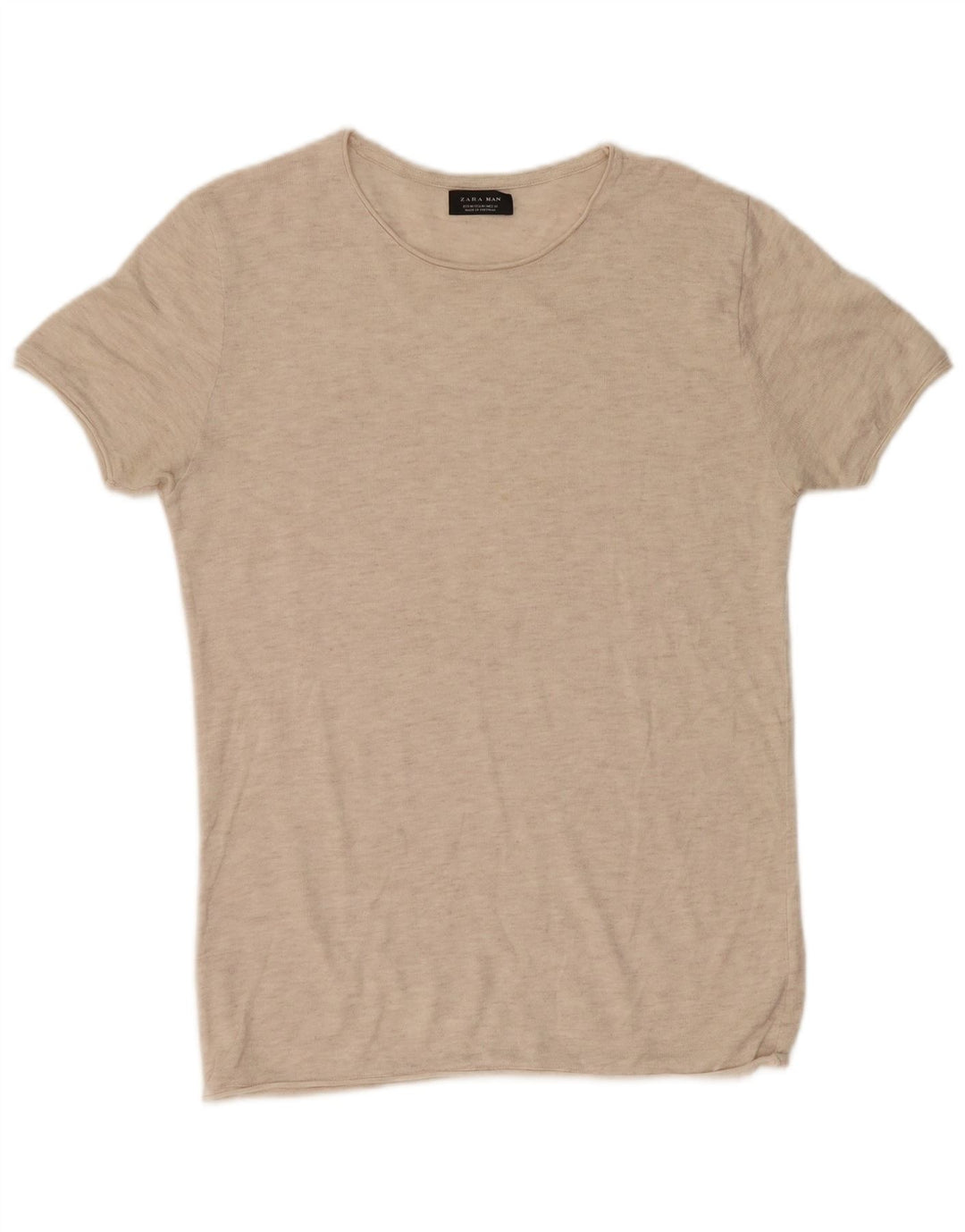 Zara Herre T-Shirt Top Medium Beige Flecked