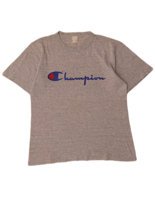 Champion Dame Grafisk T-Shirt Top UK 14 Medium Grey Bomuld