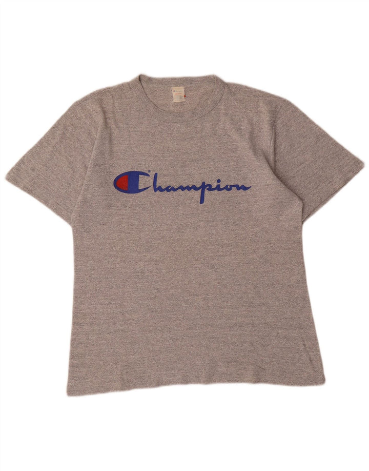 Champion Dame Grafisk T-Shirt Top UK 14 Medium Grey Bomuld