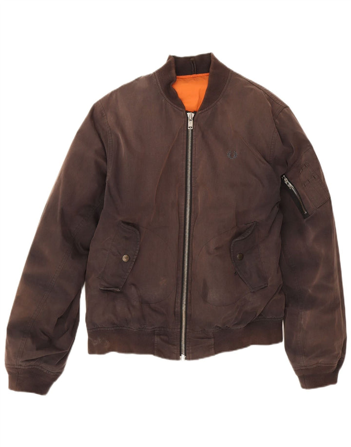 Fred Perry Herre Bomber Jacket UK 36 Lille brun bomuld