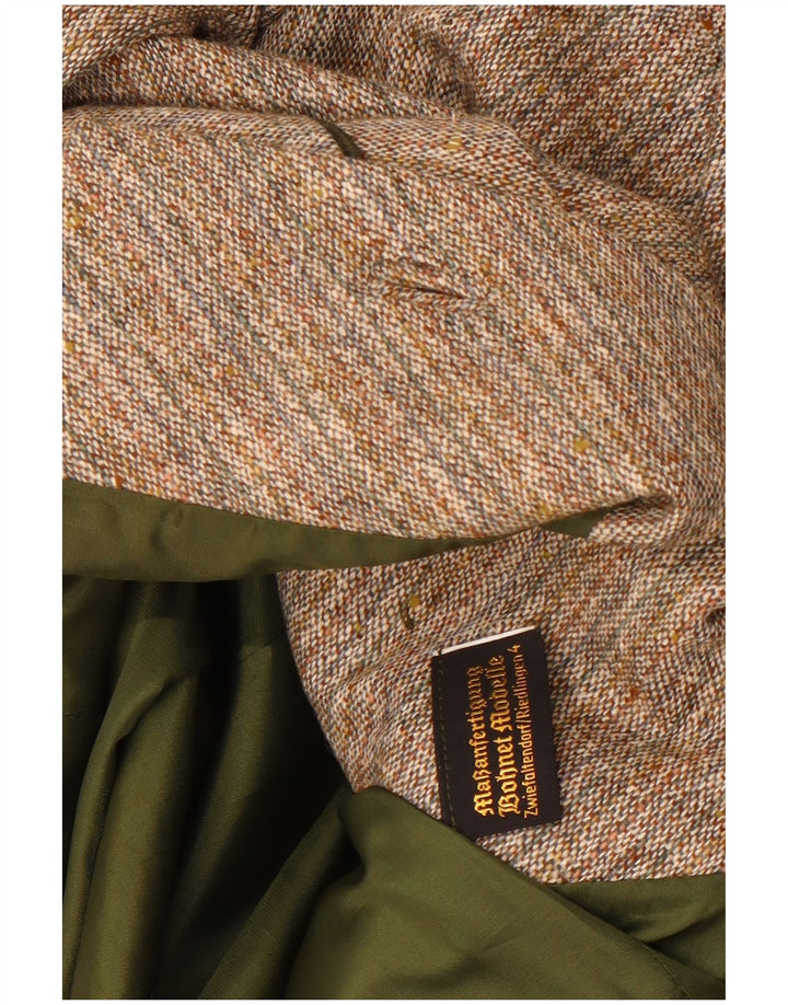 Vintage dame 3-knaps blazerjakke UK 14 Mellem grå stribet uld