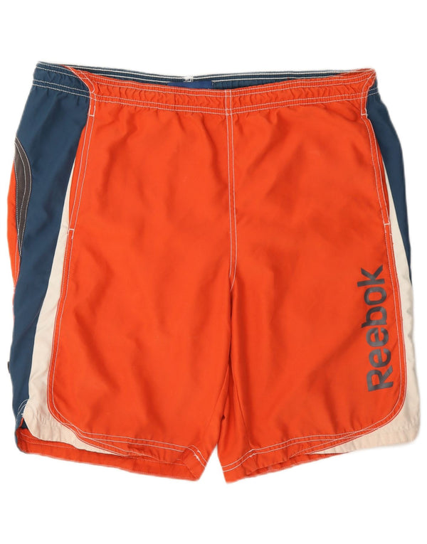 Reebok Herre grafiske svømmeshorts Medium Orange Colourblock Polyester