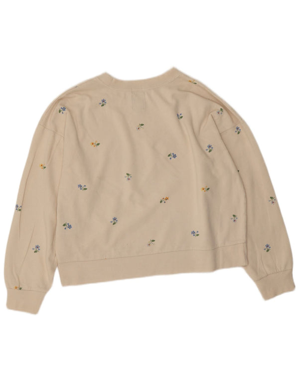 Gap Womens Grafisk Oversized Sweatshirt Jumper UK 16 Large Off White Floral