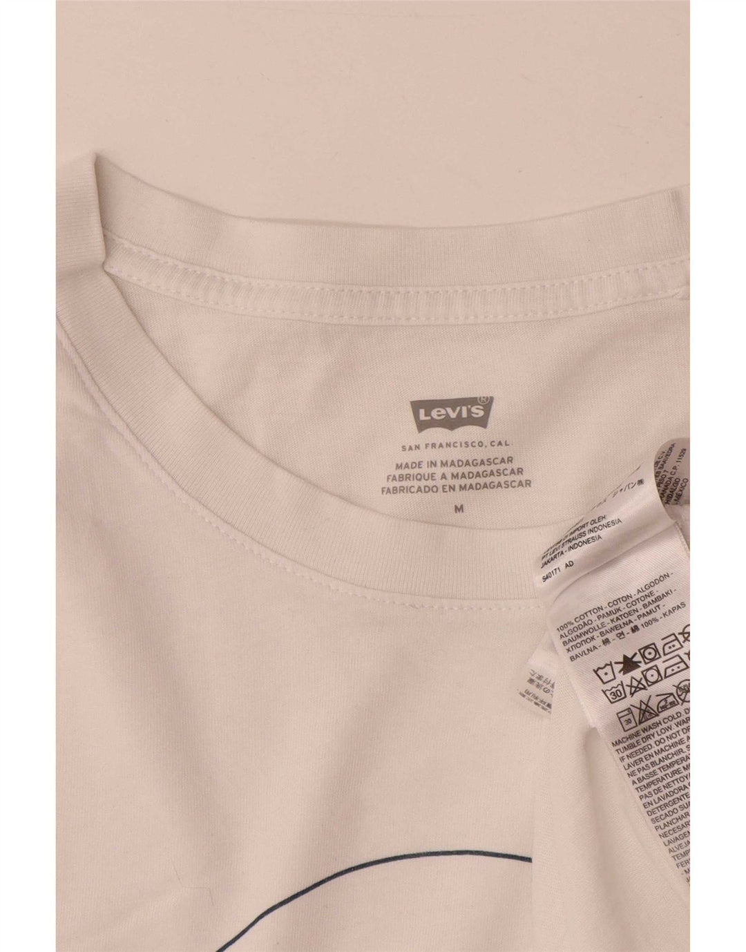 Levi's Dame Grafisk T-Shirt Top UK 14 Medium Hvid Bomuld