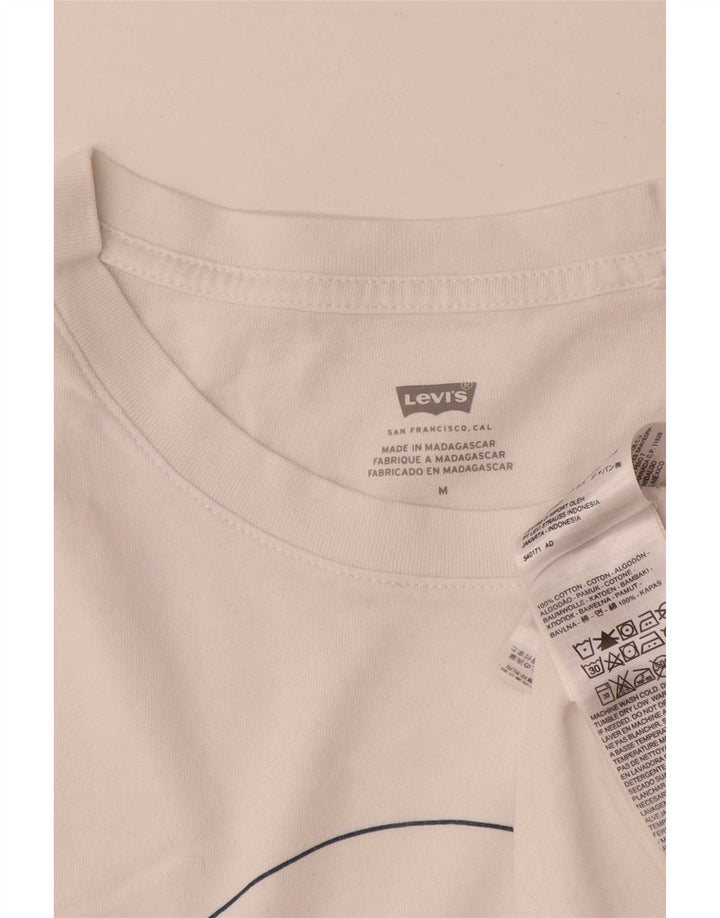 Levi's Dame Grafisk T-Shirt Top UK 14 Medium Hvid Bomuld