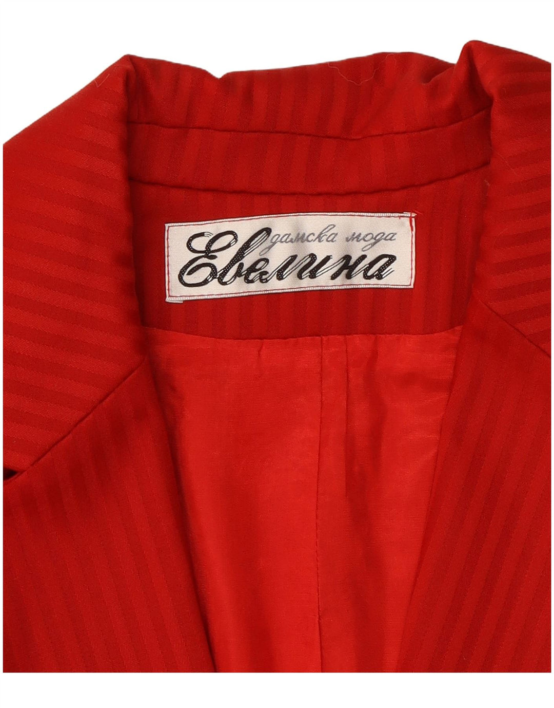 Vintage Dame Crop 1 Knap Blazer Jacket UK 14 Medium Rød Nålestribe