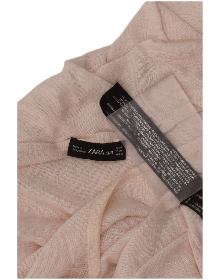 Zara Dame Boat Neck Jumper Sweater UK 12 Medium Pink Polyester