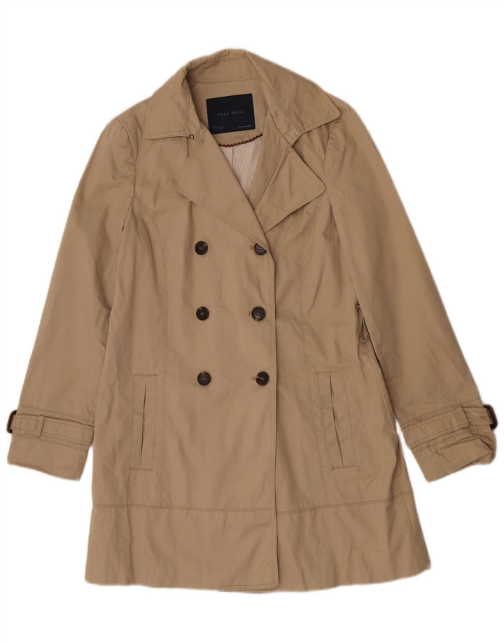 Zara Dame Trench Coat UK 14 Medium Beige Bomuld
