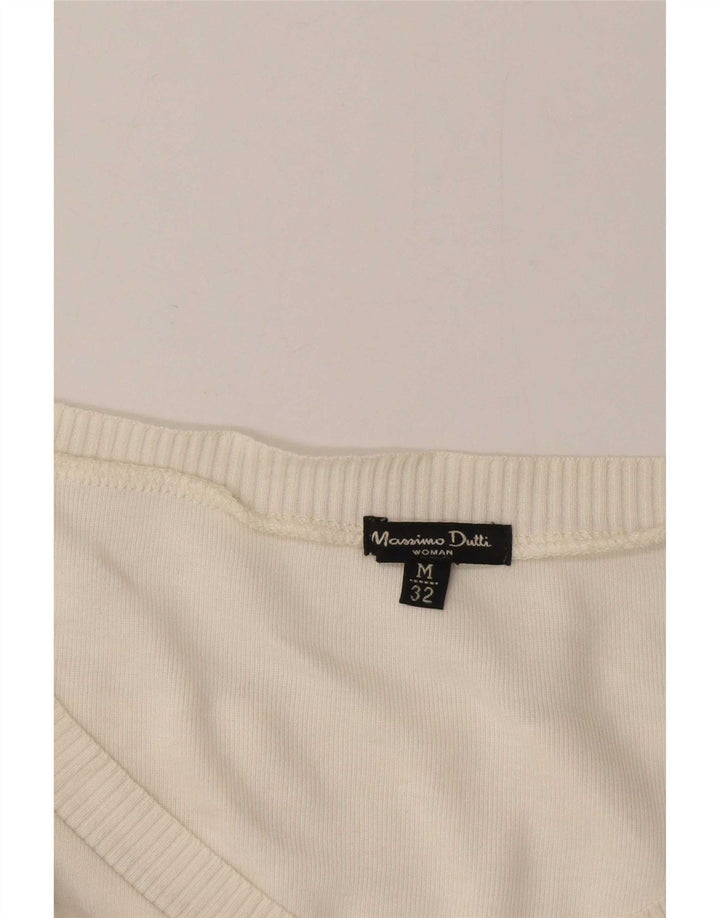 Massimo Dutti Dame Crop V-hals sweater UK 12 Medium Off White