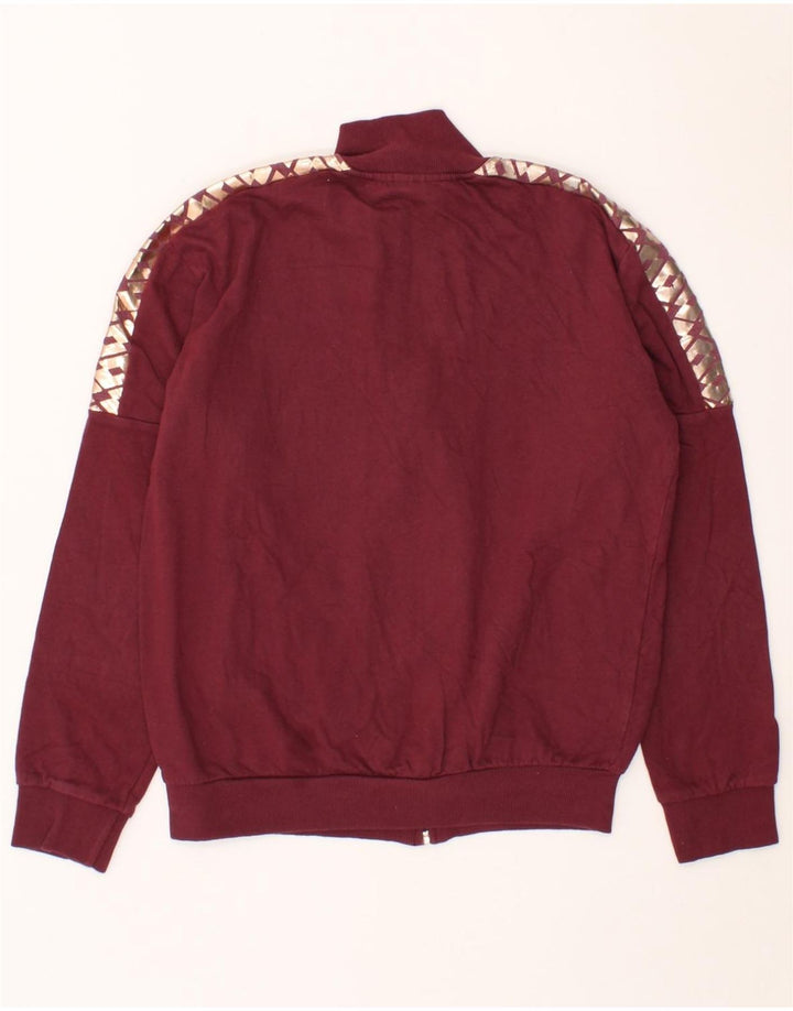 LOTTO Womens Graphic Tracksuit Top Jacket UK 14 Medium Maroon Cotton Vintage Lotto and Second-Hand Lotto from Messina Hembry 