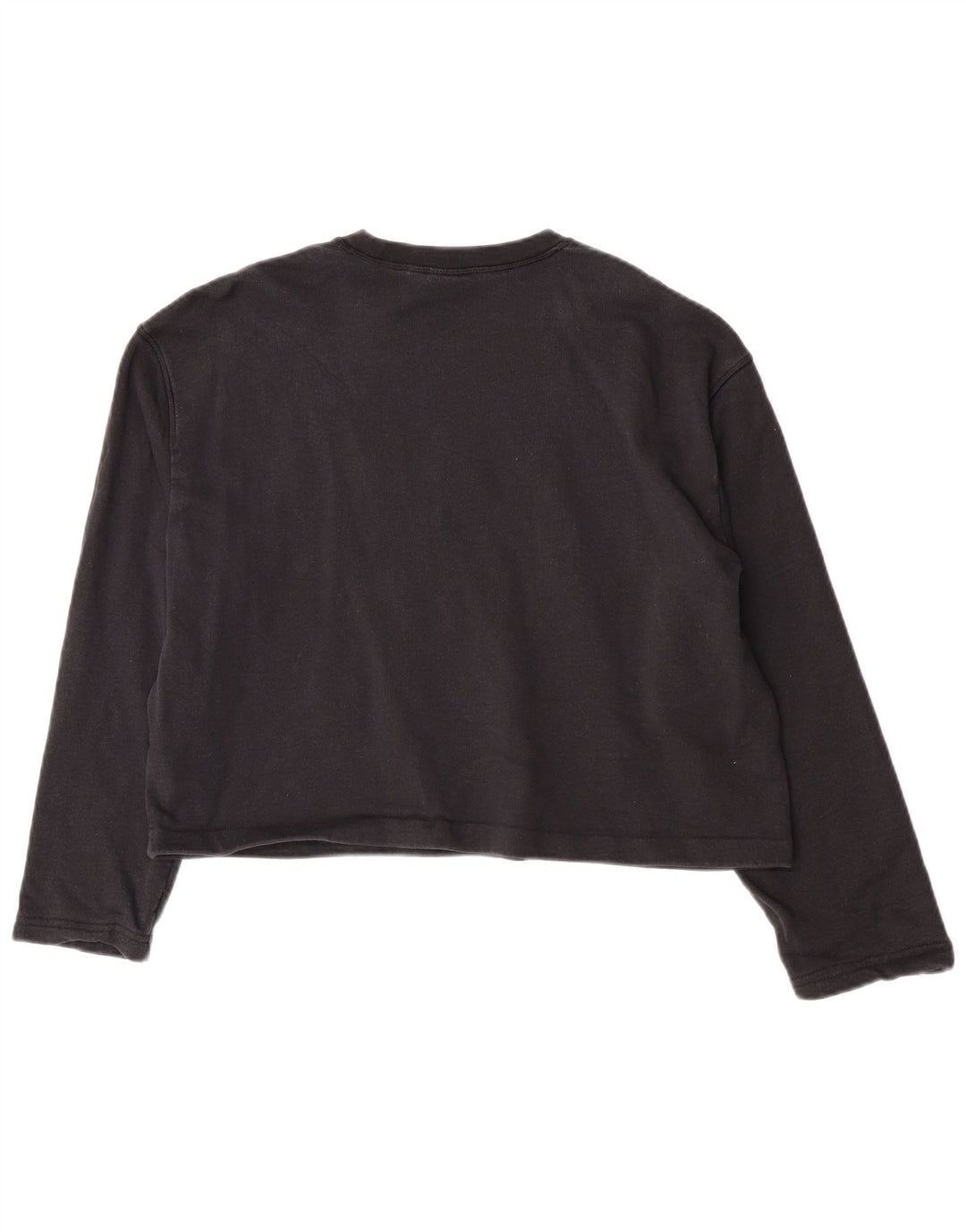 Adidas Dame Oversized Crop Grafisk Top Langærmet UK 8 Lille Sort