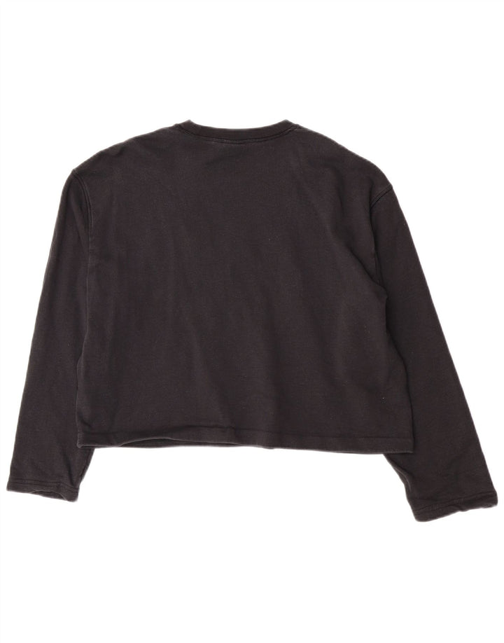 Adidas Dame Oversized Crop Grafisk Top Langærmet UK 8 Lille Sort